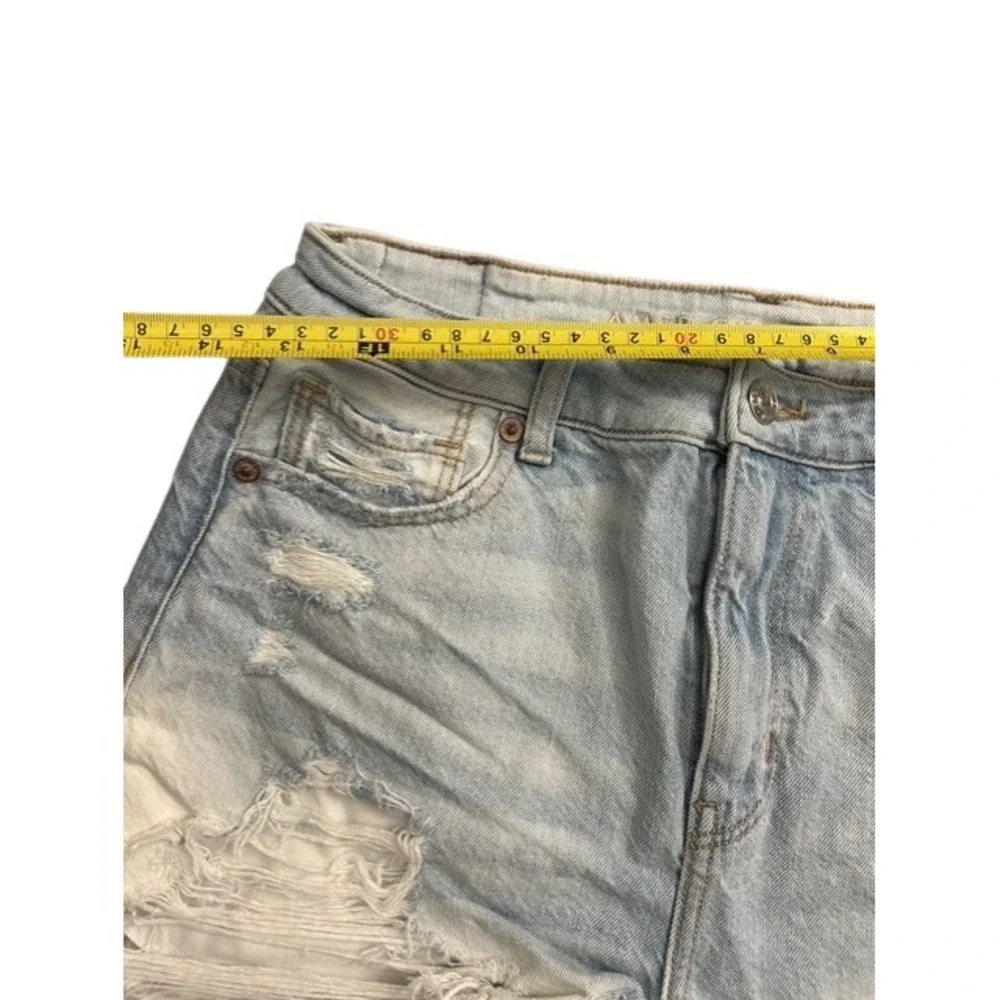 American Eagle Denim Shorts Womens 4 Light Blue Ombre Excellent Distressed High‎